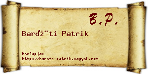 Baróti Patrik névjegykártya